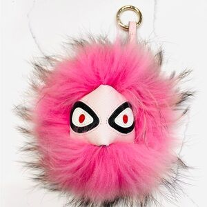 Pink Furry Keychain with Eyes